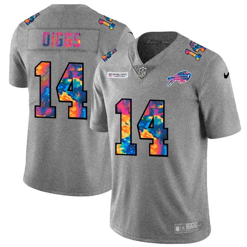 NFL Buffalo Bills #14 Stefon Diggs Men Nike MultiColor 2020  Crucial Catch  Jersey Grey